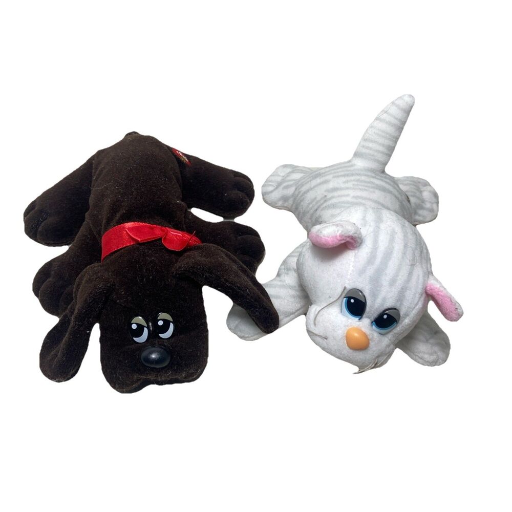 Lot of 2 Vintage Pound Puppy and Purrie 1980's Gray Brown TONKA Cat Dog